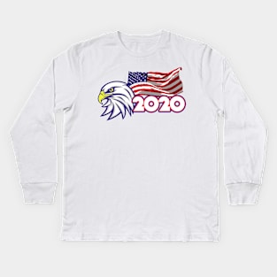 USA eagle and flag Patriotic 2020 Kids Long Sleeve T-Shirt